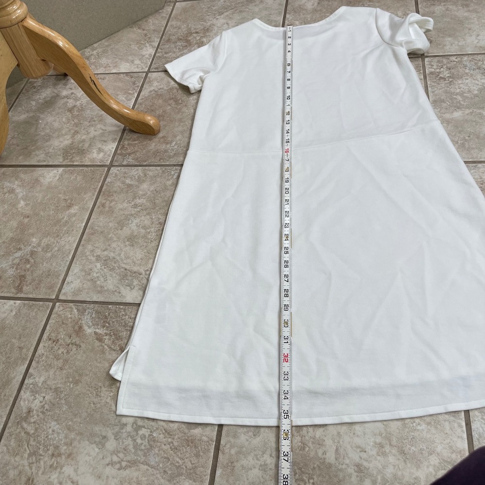 Eileen Fisher T-Shirt Dress High Low Hem Short Sleeve Stretch White Size xs/tp - Picture 6 of 10